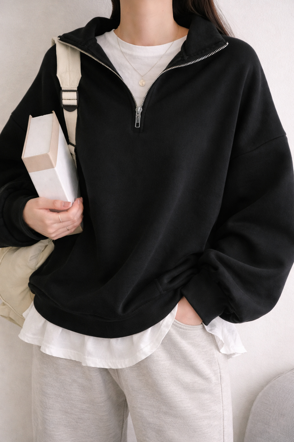 Oversized Half Zip Sweatshirt – Relaxed Fall Streetwear Essential