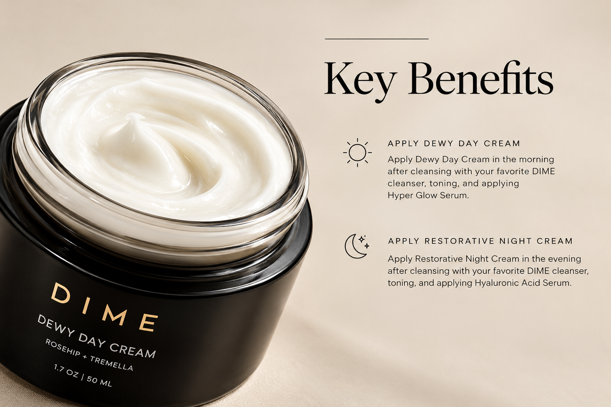 DIME Beauty Moisture Set – Day & Night Face Moisturizer Duo for Dry Skin, 2 × 50 ml