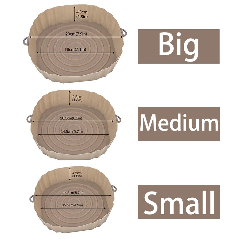 1/2/3PCS Reusable Air Fryer Silicone Pot Oven Baking Tray Airfryer Silicone Basket Pizza Fried Chicken Grill Pan Mat for Kitchen - UltraChic