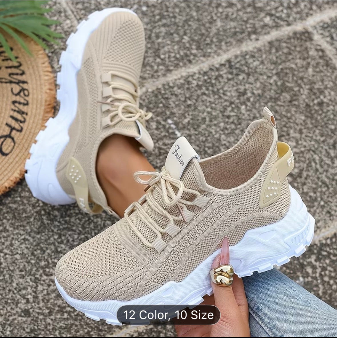 Women’s Breathable Knit Sneakers – Lightweight, Comfortable Low-Top Walking & Running Shoes - UltraChic