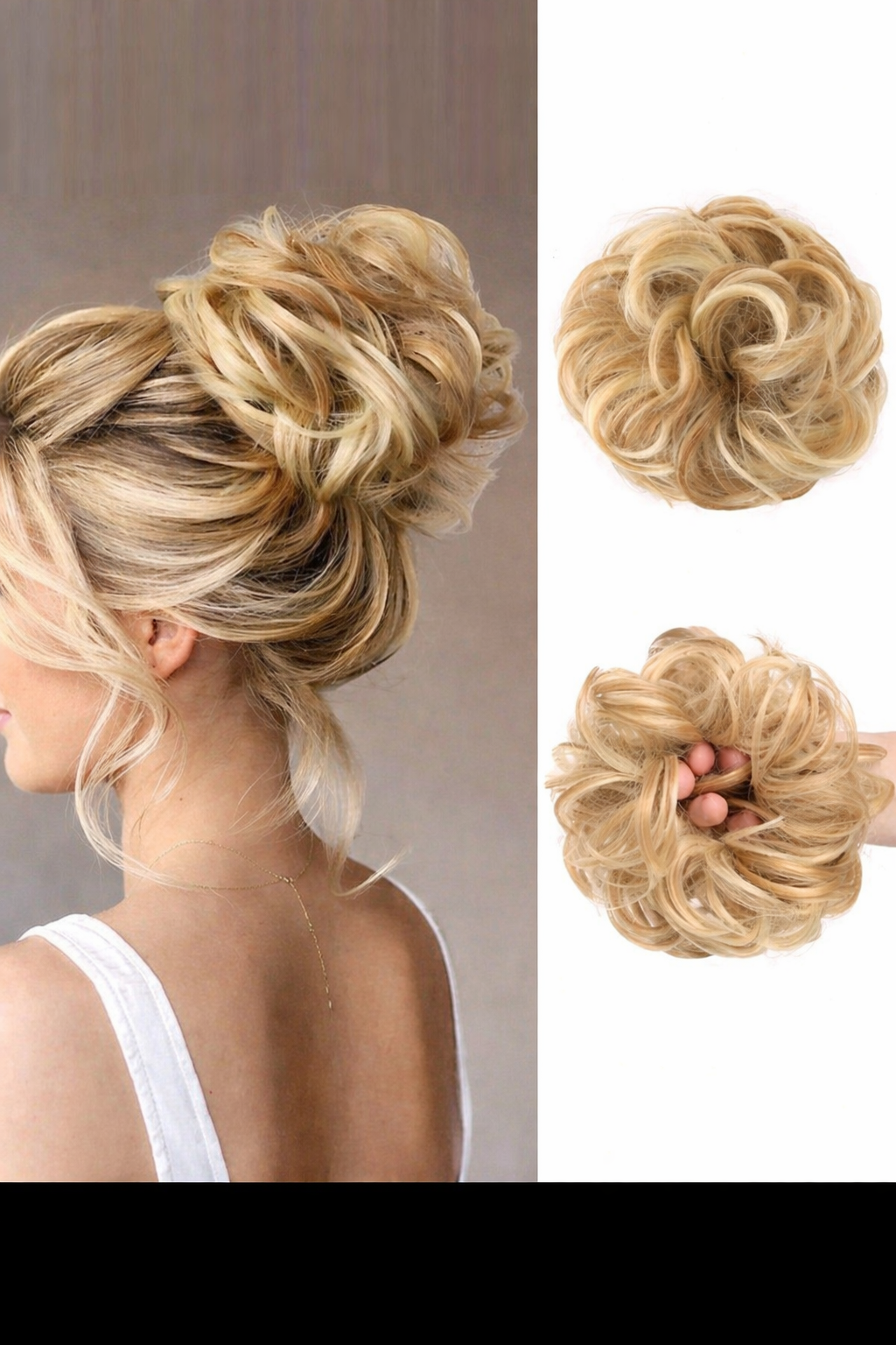 Messy Bun Hair Piece Scrunchie – Wavy Curly Synthetic Chignon Ponytail Thick Updo Hair Extension for Women - UltraChic