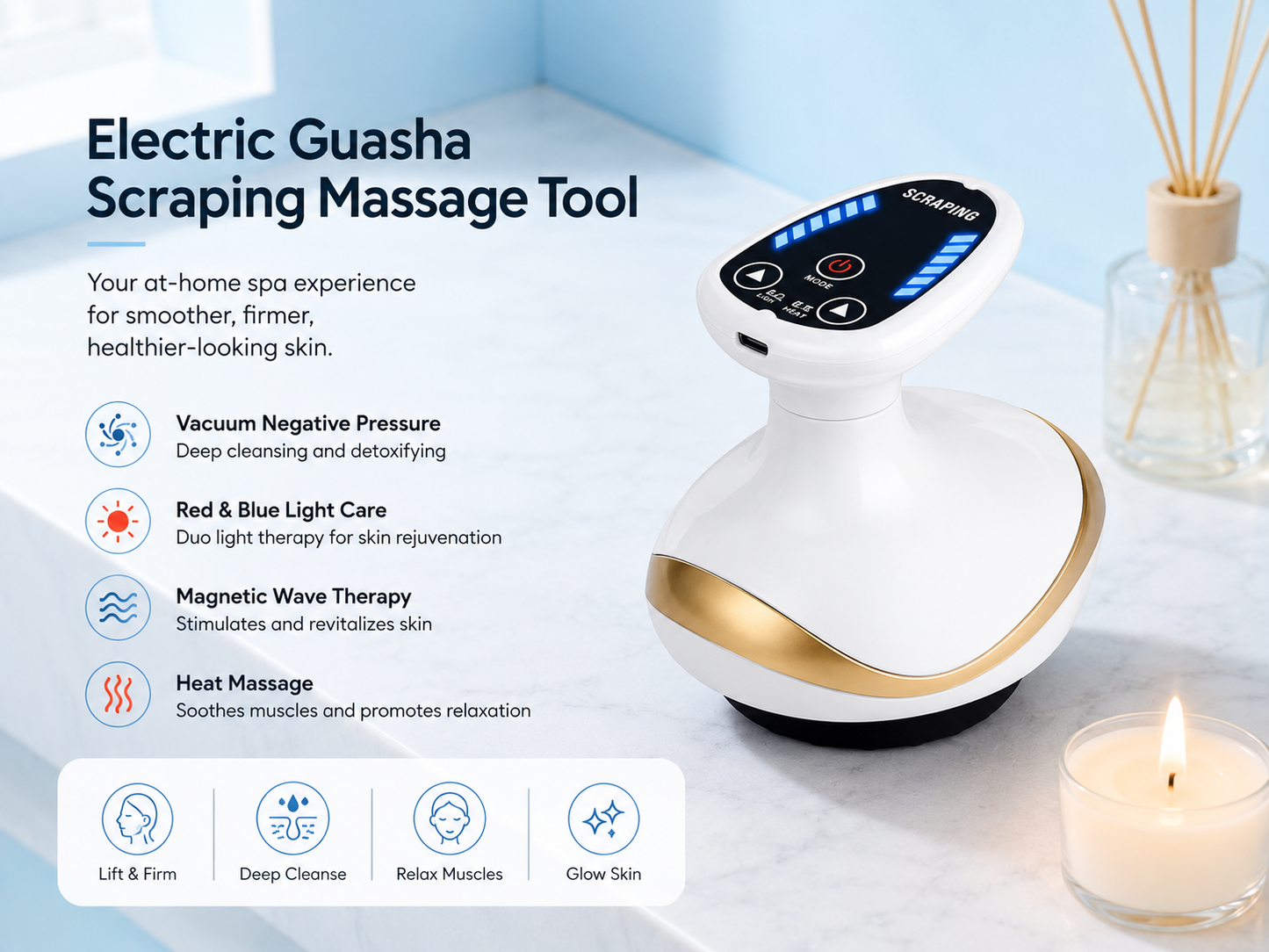 6-in-1 Electric Gua Sha Body Massager – EMS Vacuum Cupping & Heat Therapy Scraping Massage Tool