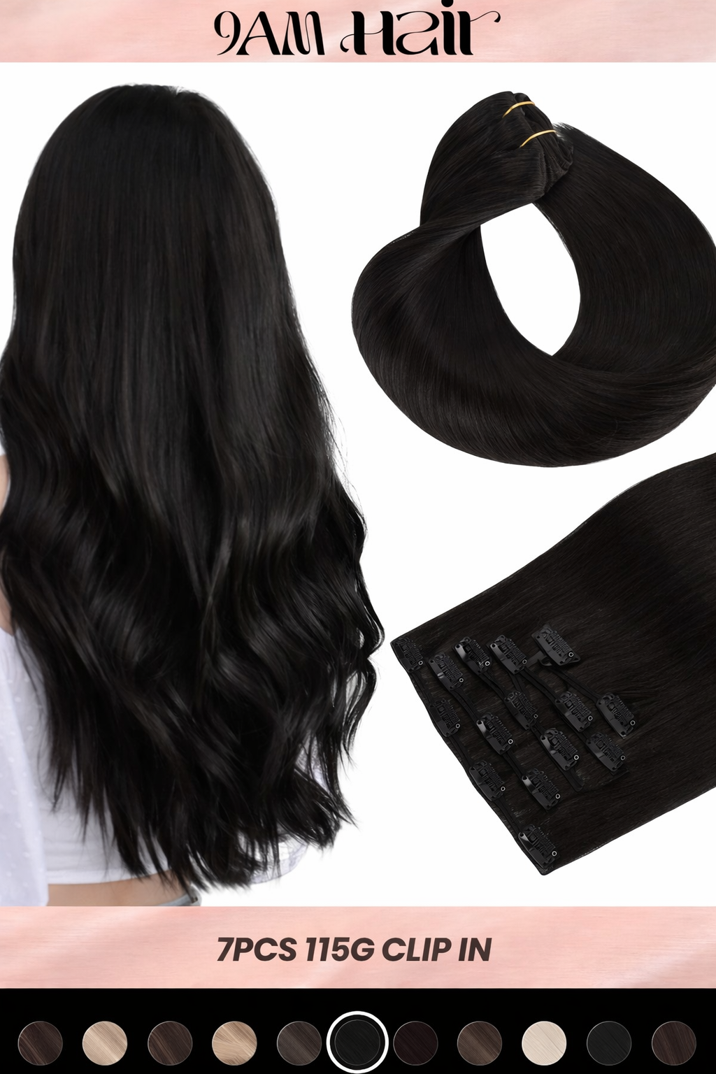 Clip In Human Hair Extensions 7PCS Remy – Double Weft Invisible Natural Hair Extensions for Women