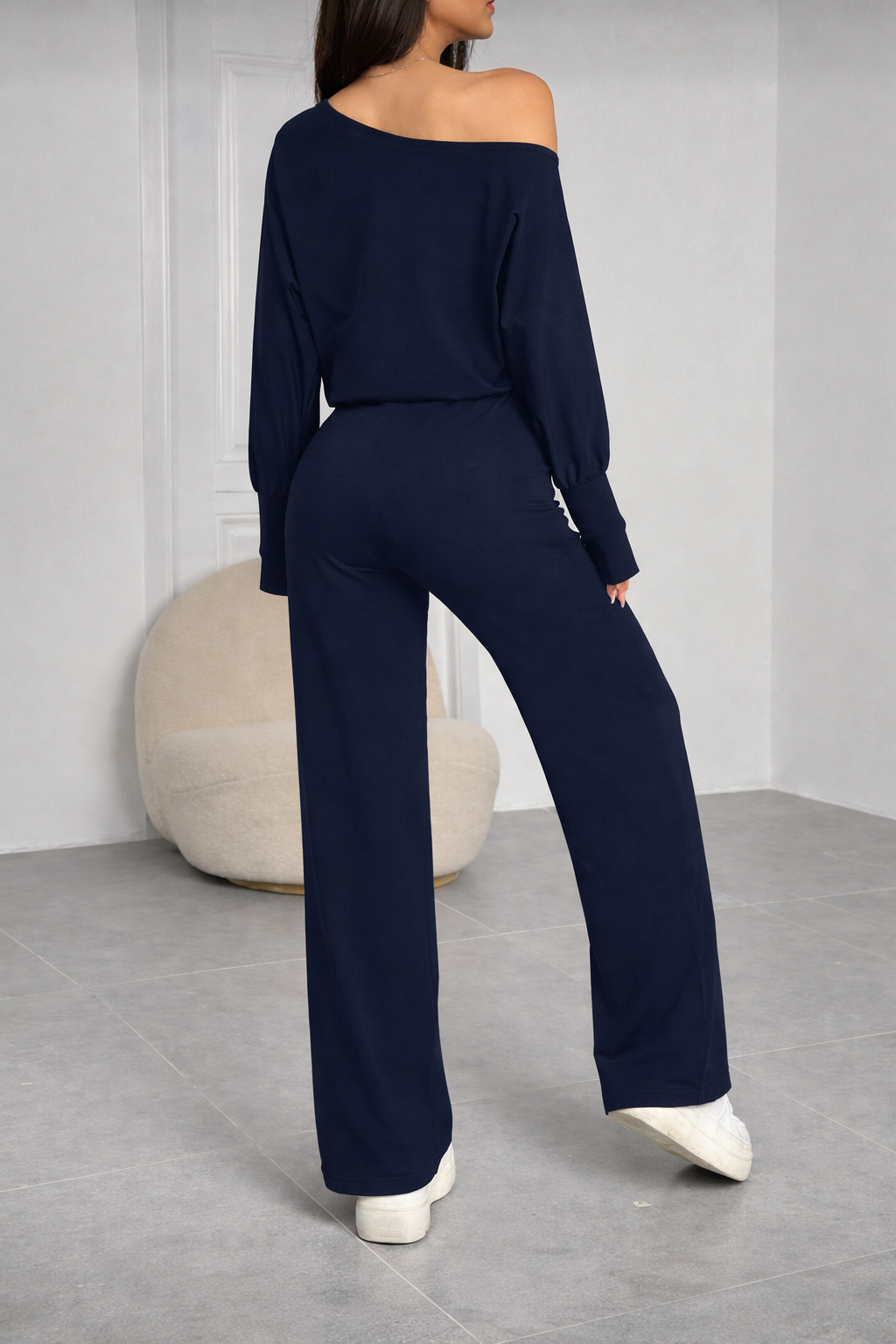Women’s Off-Shoulder Long Sleeve Jumpsuit – Elegant Autumn Casual Look