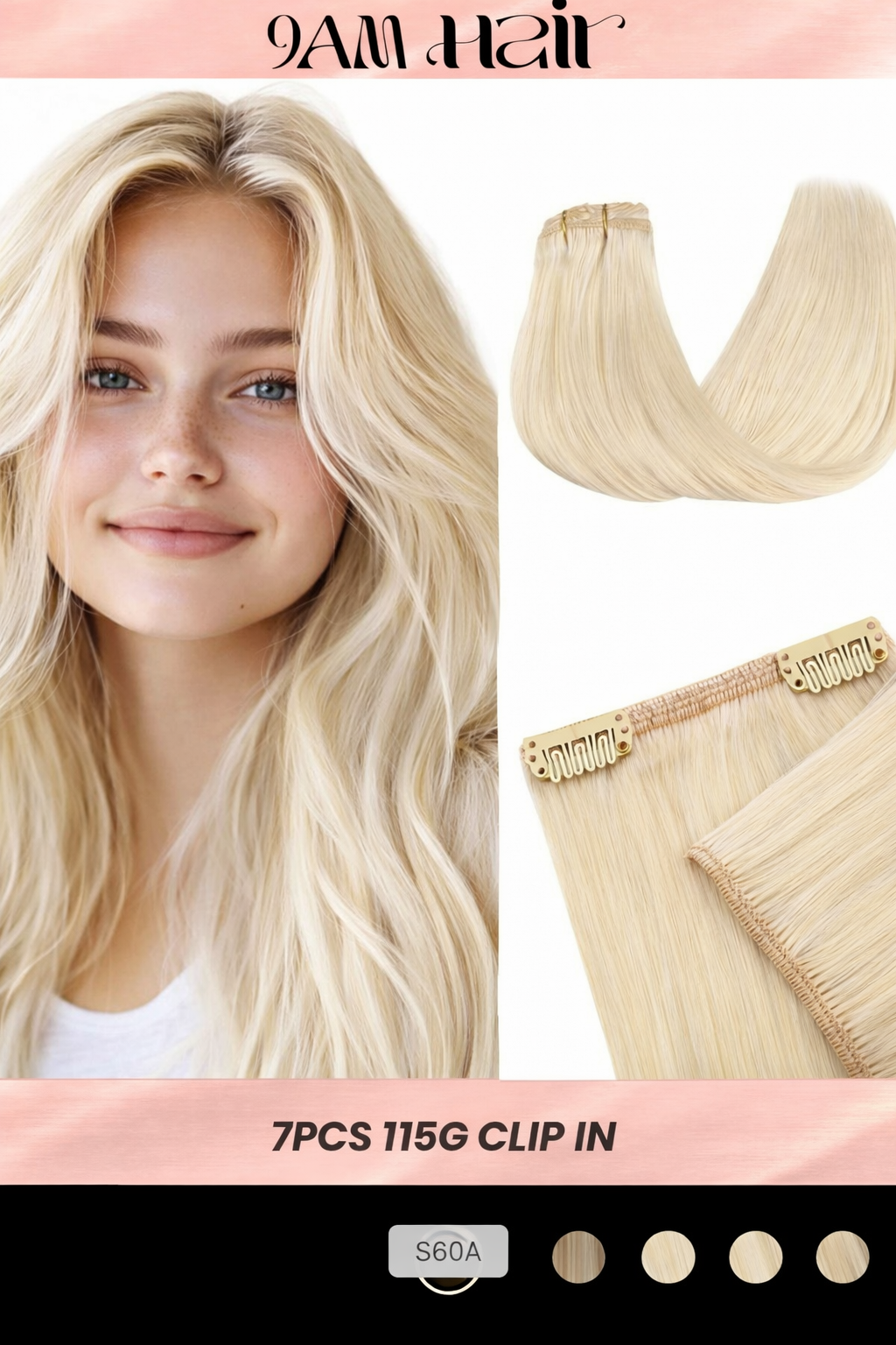 Clip In Human Hair Extensions 7PCS Remy – Double Weft Invisible Natural Hair Extensions for Women