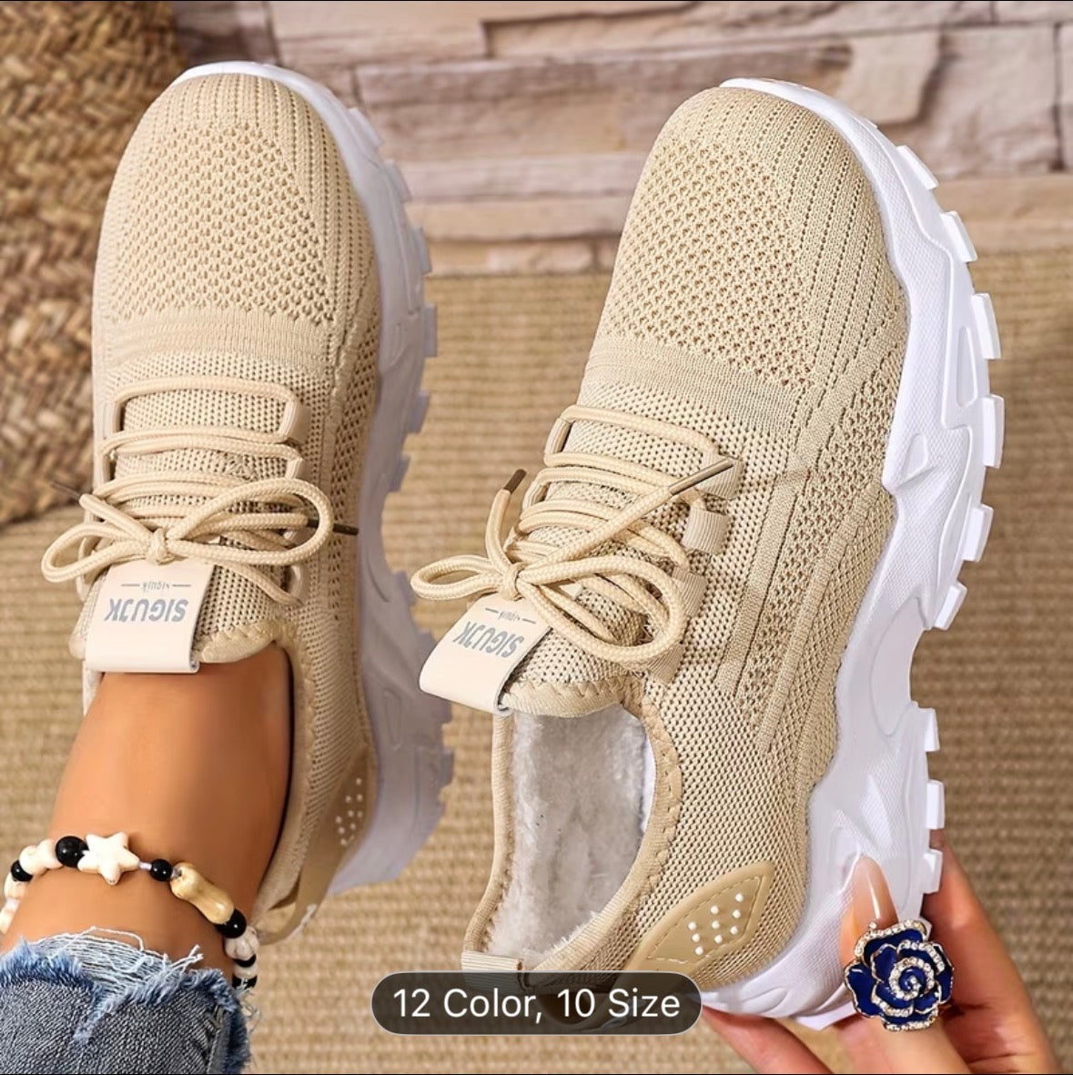 Women’s Breathable Knit Sneakers – Lightweight, Comfortable Low-Top Walking & Running Shoes - UltraChic