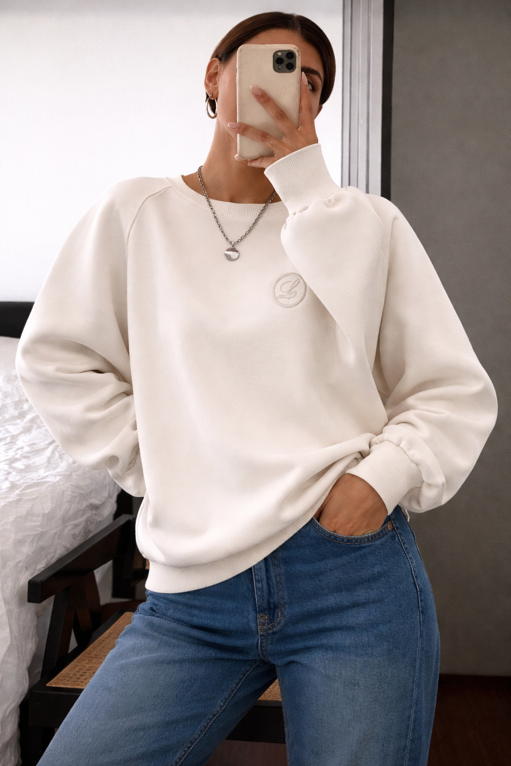 Women’s Graphic Embroidery Sweatshirt – Loose Fit Fall Casual Top
