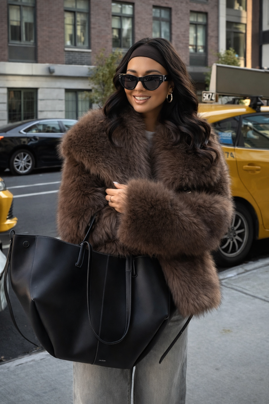 Women’s Winter Soft Faux Fur Short Jacket – Solid Color Elegant Dating Coat