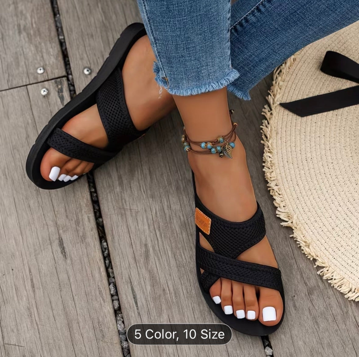 Women’s Sport-Style Sandals – Breathable Mesh, Comfortable & Versatile Flat-Soled Slippers
