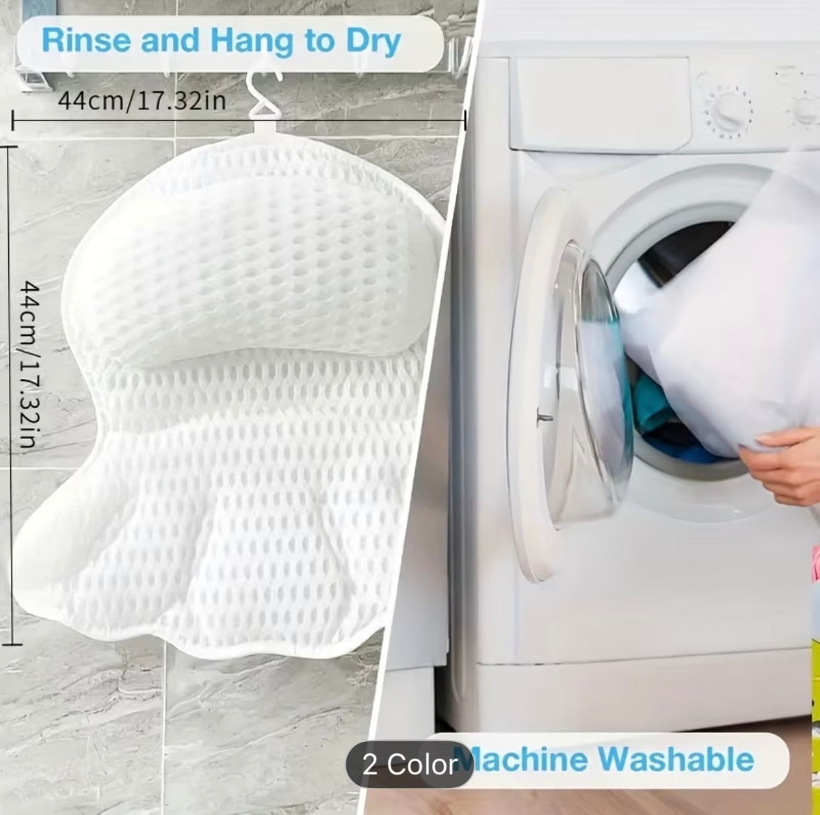 Bathtub Pillow – Luxurious Neck & Back Support with 4D Mesh & Non-Slip Suction Cups