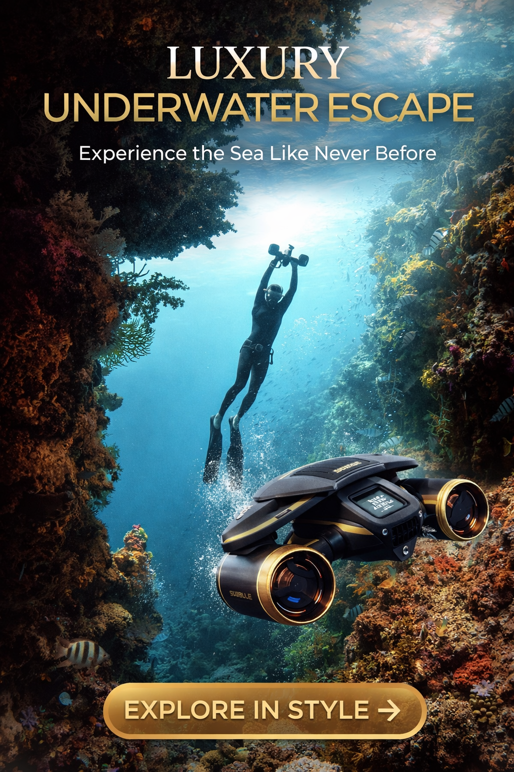 Underwater Scooter High-Speed Electric Dive Propulsion Device – Luxury Summer Water Sports Gear