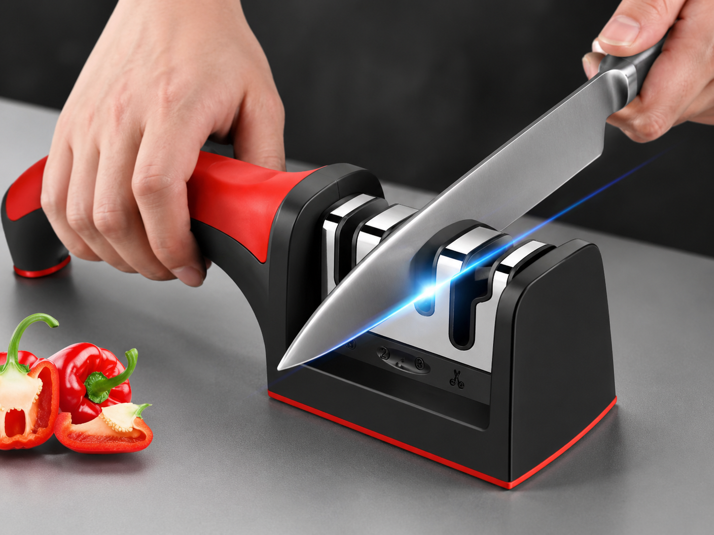 Knife Sharpener 3 Stage Precision System Effortless Sharp Performance All Season Kitchen Essential - UltraChic