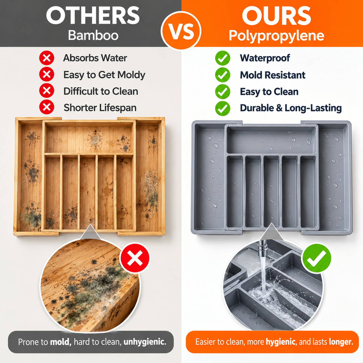 Expandable Kitchen Drawer Organizer – Adjustable Cutlery Tray