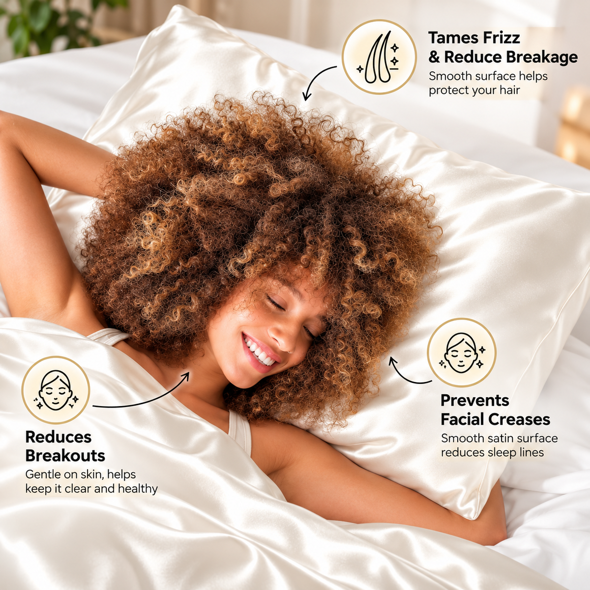 Satin Pillowcase for Hair & Skin – Ivory