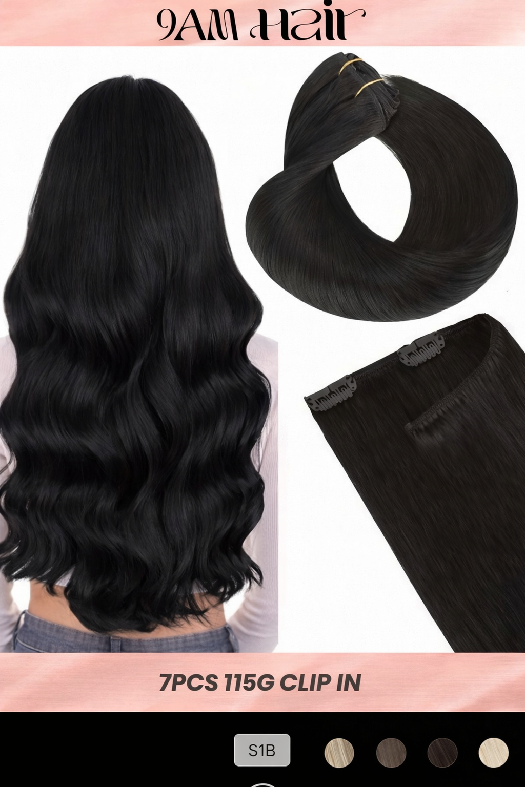 Clip In Human Hair Extensions 7PCS Remy – Double Weft Invisible Natural Hair Extensions for Women