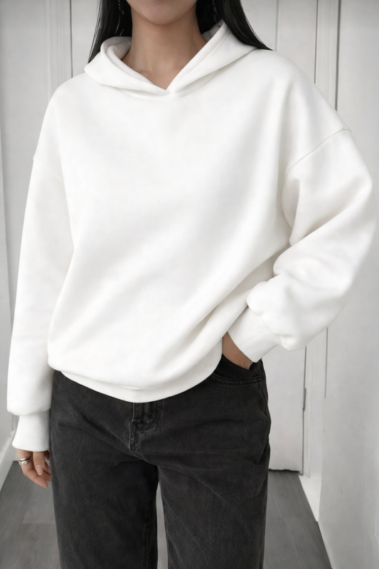 Women’s Minimalist Loose Fit Sweatshirt – Soft Solid Color Autumn Winter Casual Essential