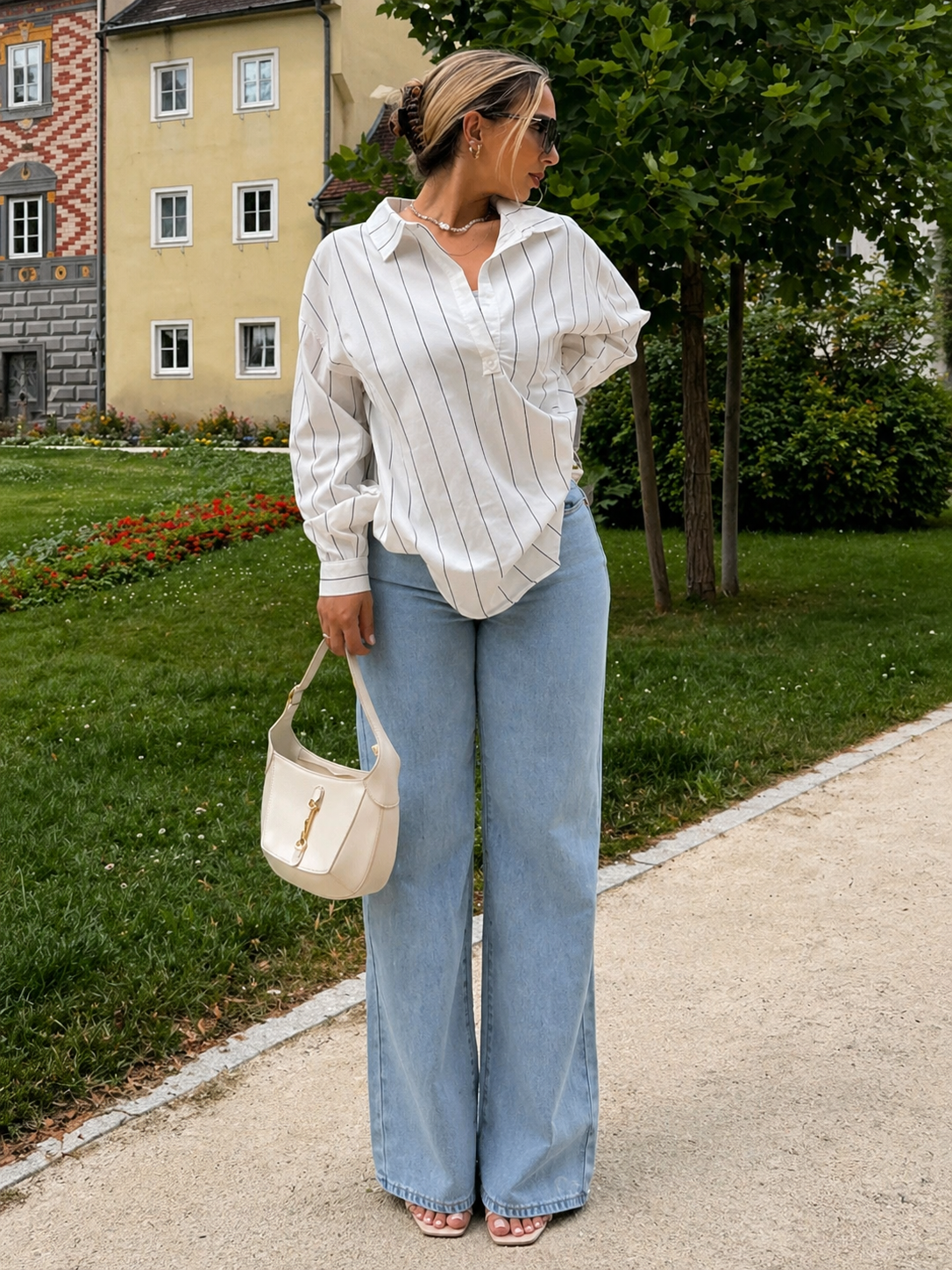High Waist Wide Leg Jeans Flattering Long Leg Silhouette Effortless Clean Style All Season Women