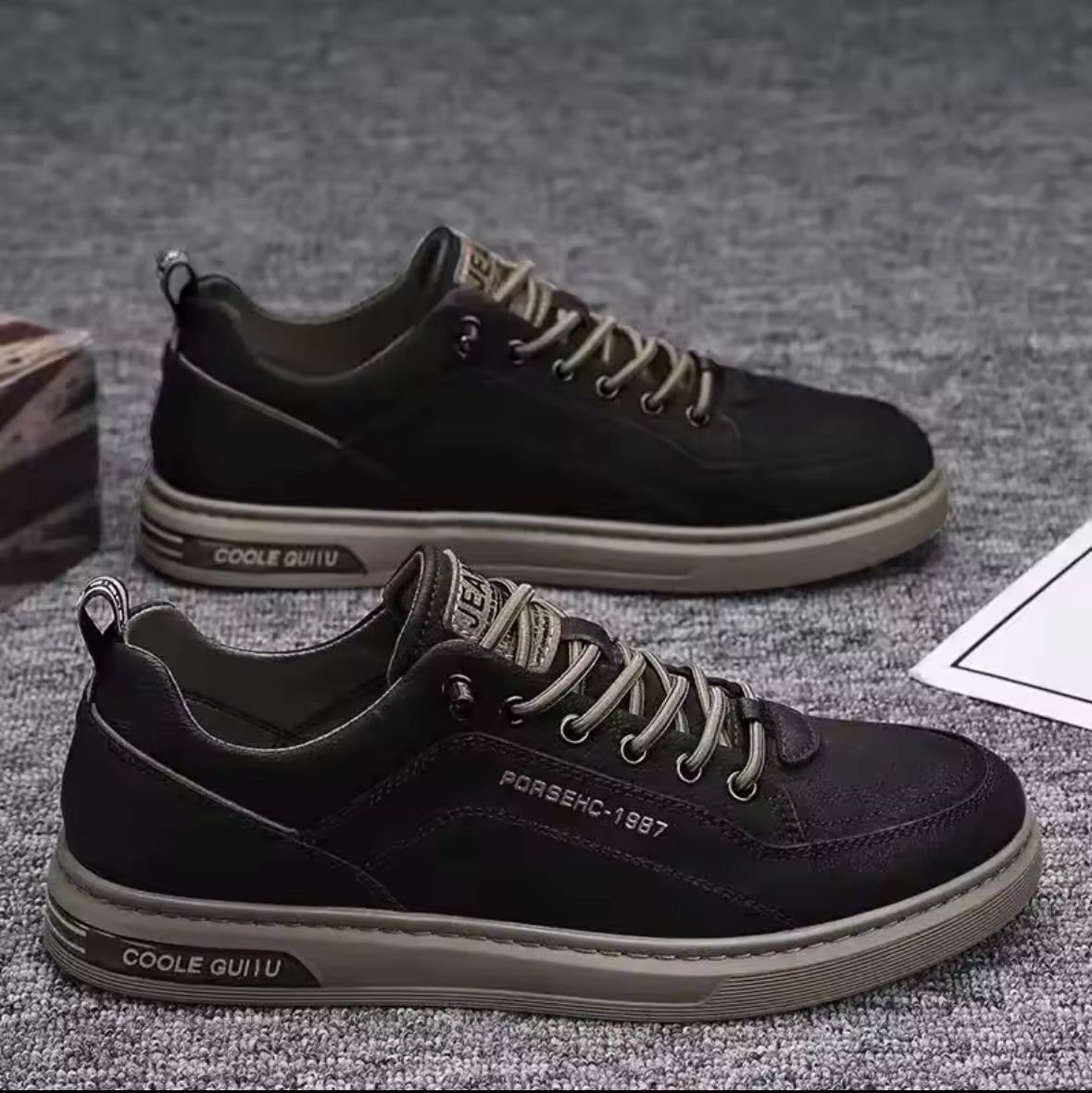 Men’s Leather Shoes – Stylish Fall Fashion Sneakers for Driving, Walking & Office Comfort, Slip-On Non-Slip Flats for Youthful Style!