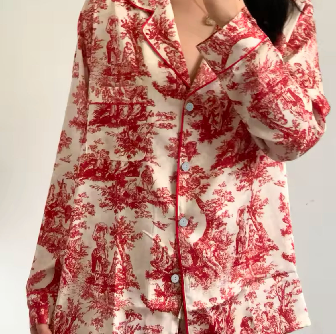 Fashionable Floral Print 2PCS Pajama Set for Women – Comfortable Satin Sleepwear, Spring & Summer Lounge Wear, Loose Fit Trouser Suit for Relaxing at Home