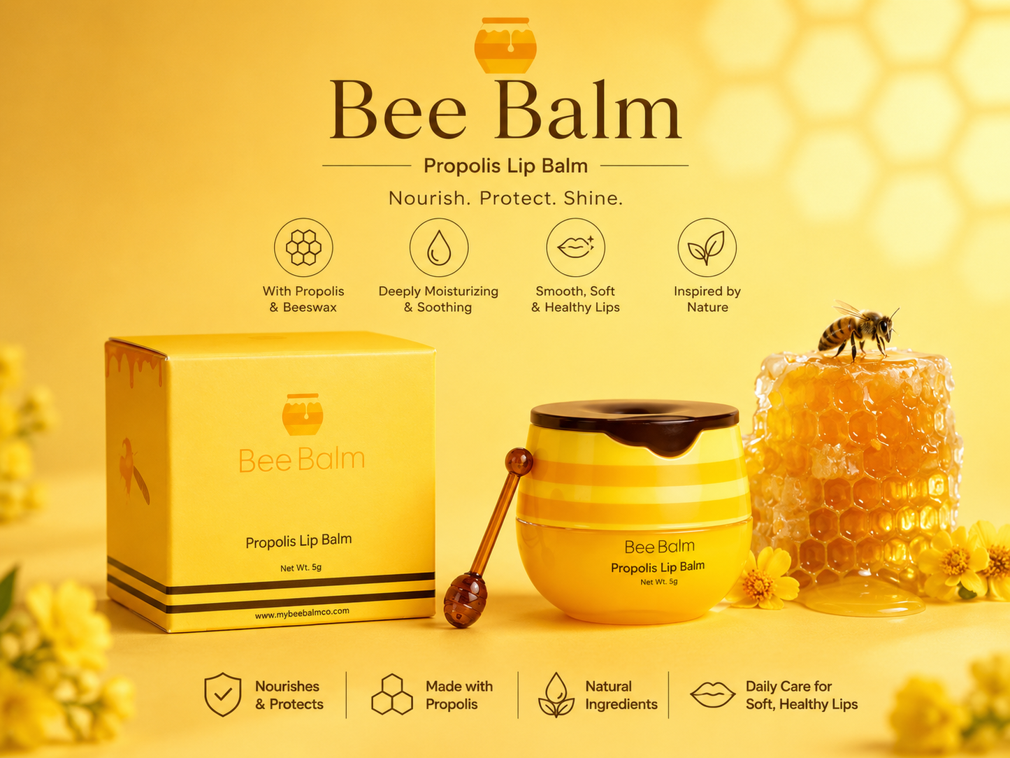 Bee Balm Propolis Lip Balm – Deep Moisturizing Honey Lip Care for Soft & Healthy Lips