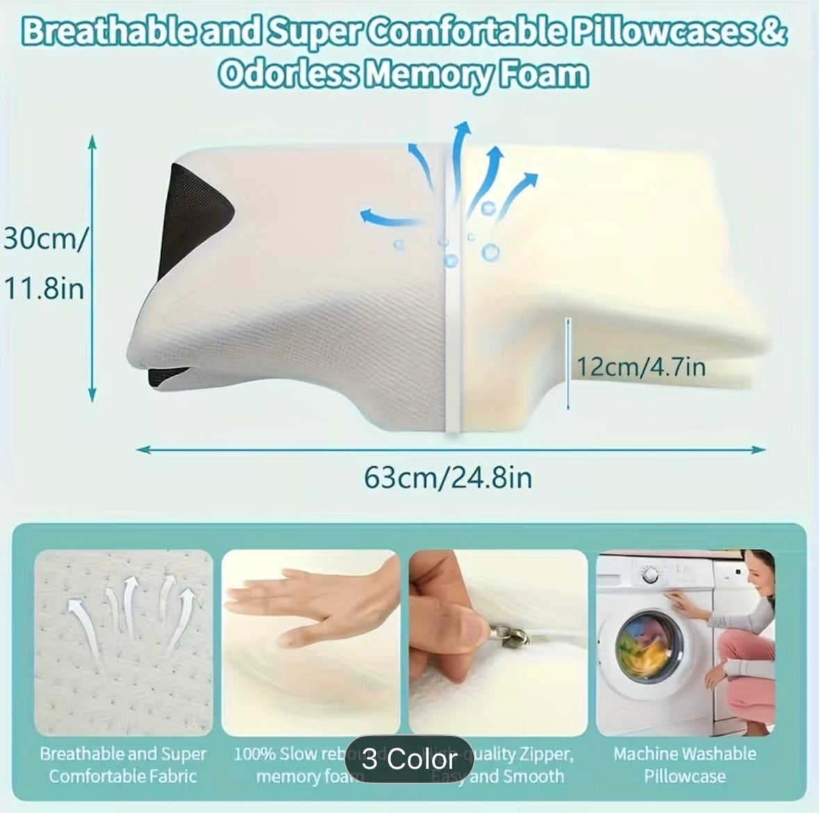 Ergonomic Cervical Neck Pillow – Breathable & Airy Support for Back and Side Sleepers, Comfortable Contour Design, Ideal for Parents & Seniors - UltraChic