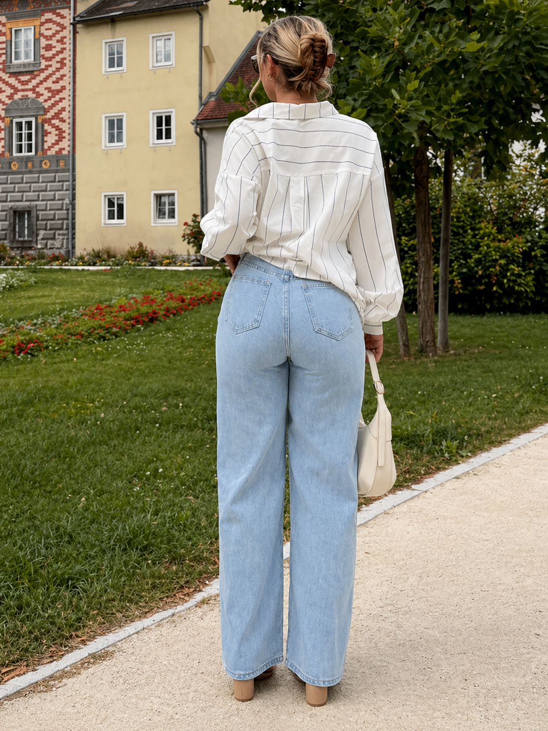 High Waist Wide Leg Jeans Flattering Long Leg Silhouette Effortless Clean Style All Season Women