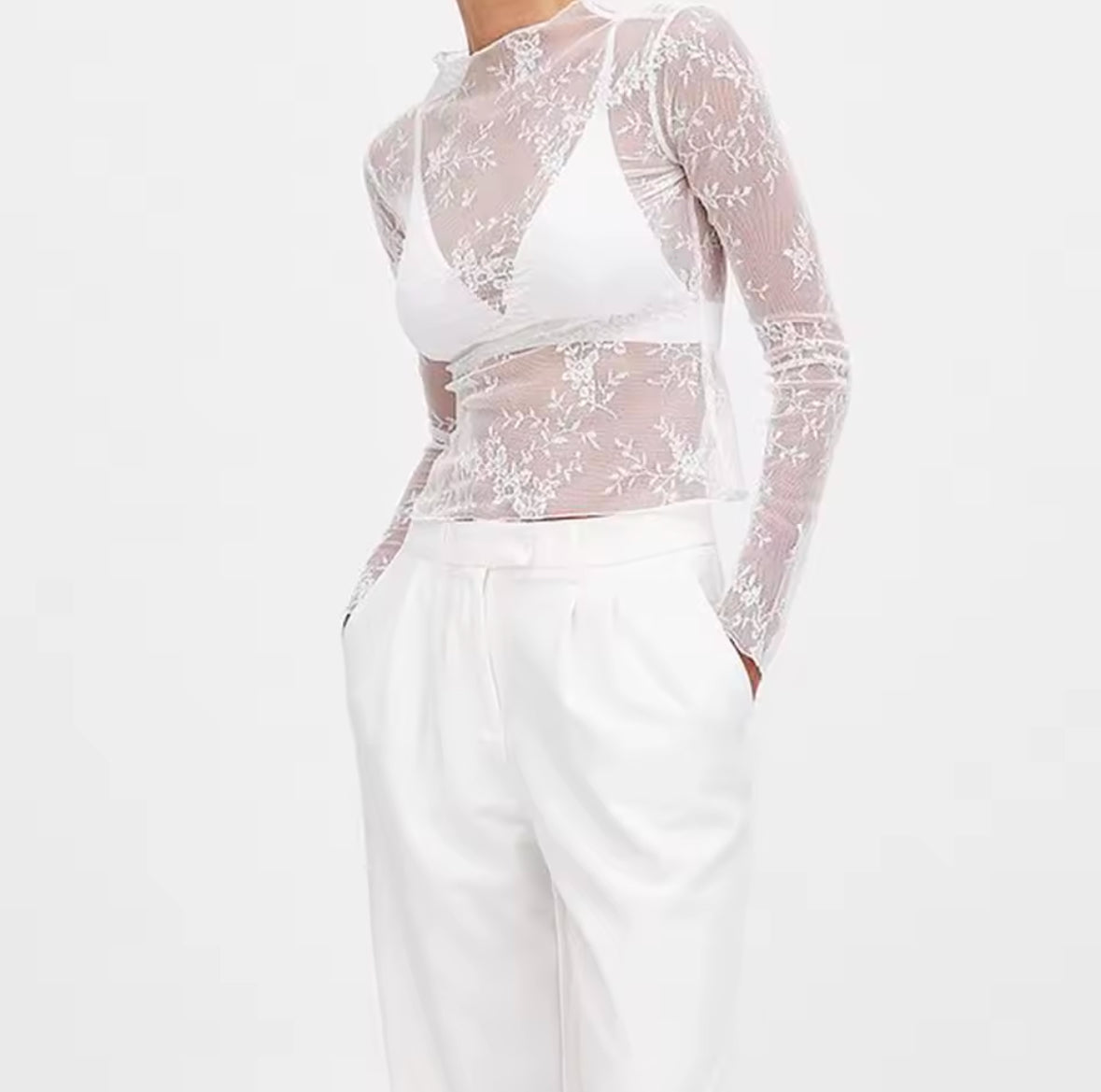 EgriEra Sheer Lace Blouse for Women – Stretch Peony Print for a Bold & Elegant Look
