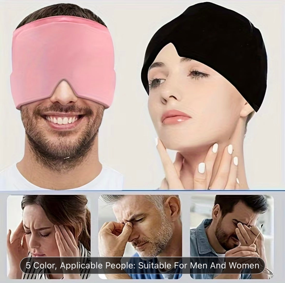 Reusable Cold Gel Relax Cap – Cooling Eye & Face Mask for Headache, Migraine Relief, Stress & Better Sleep