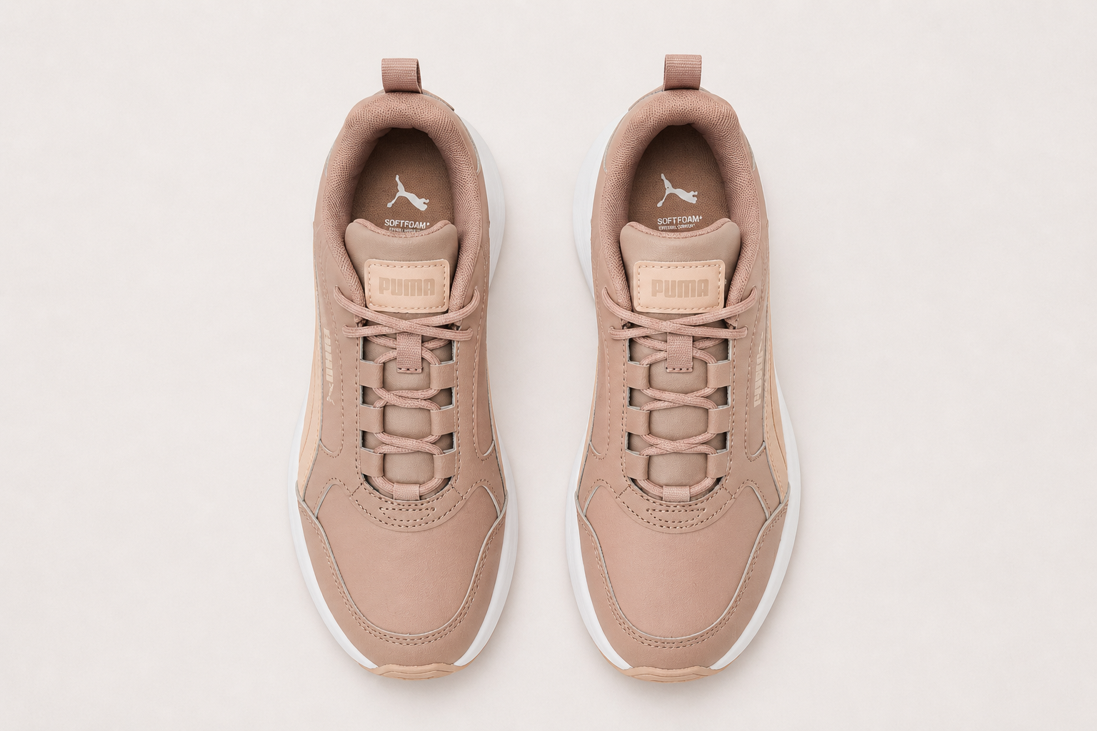 PUMA Cassia 2.0 Women’s Chunky Sneakers – Stylish Platform Shoes in Sandstone Rose Latte White - UltraChic
