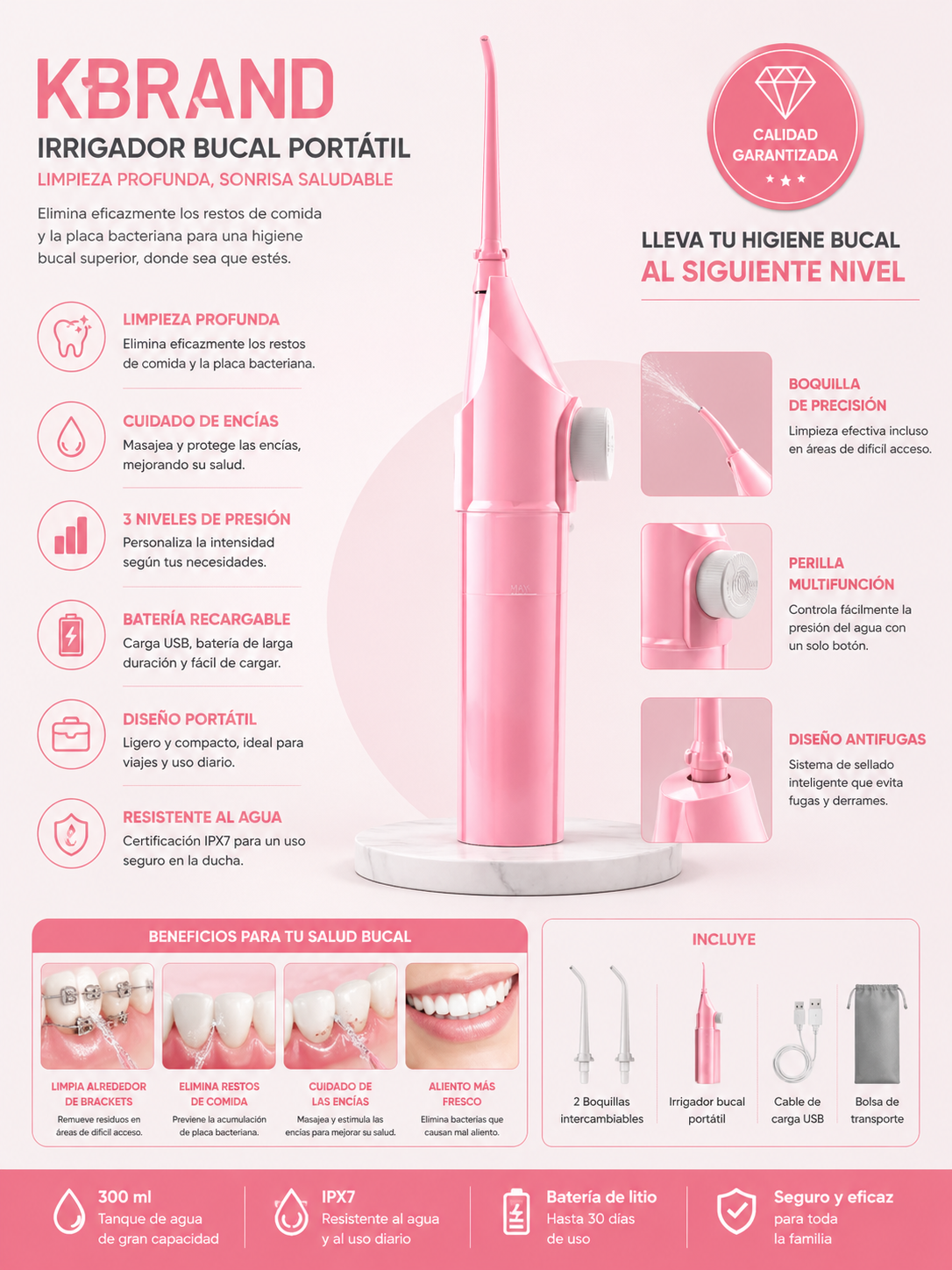 Portable Water Flosser High-Pressure Deep Clean Fresh Breath Travel Essential Unisex - UltraChic