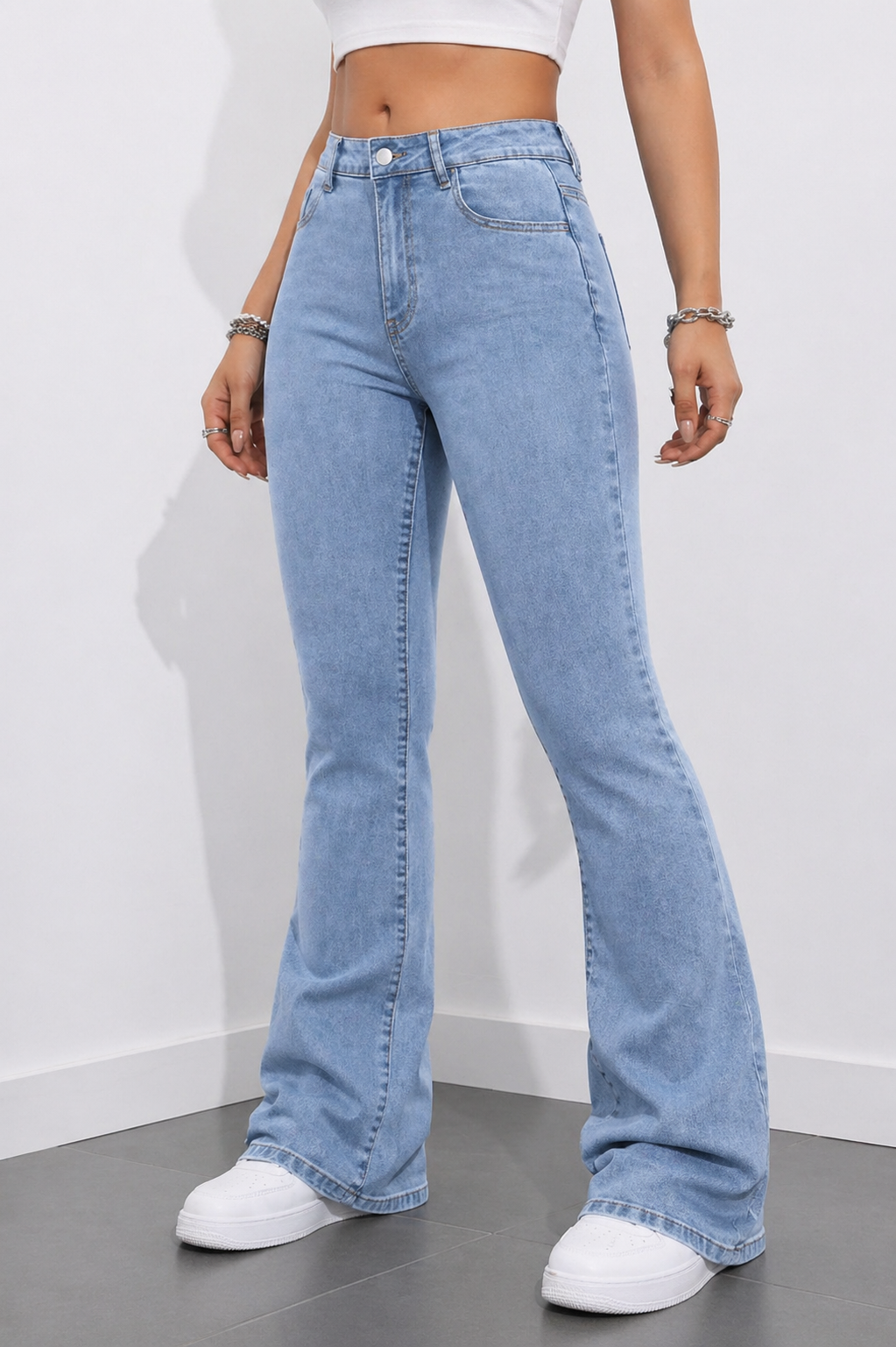 Flare Leg Jeans Slim Fit Shape Enhancing Effortless Chic Look Spring Summer Women