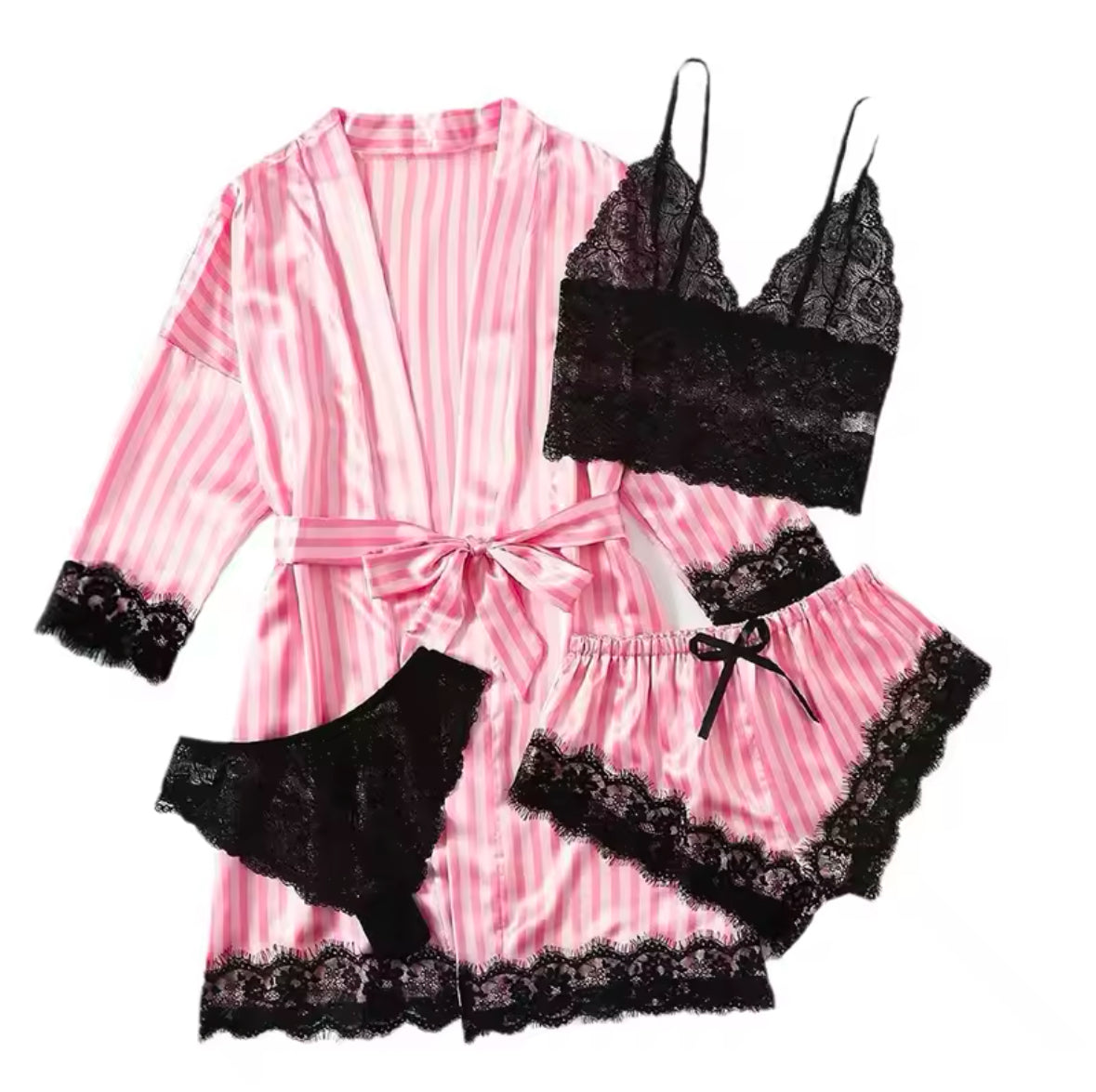 Women’s Satin Pajama Set with Sexy Lace Trim – Skin-Friendly Comfort & Elegant Printed Loungewear for Relaxation & Sleep