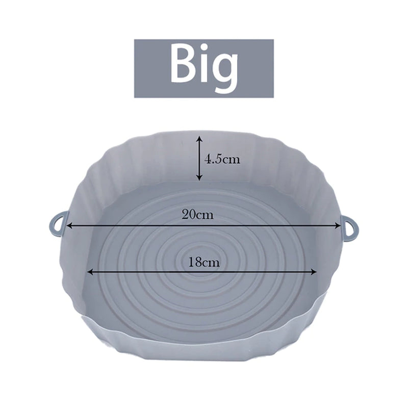 1/2/3PCS Reusable Air Fryer Silicone Pot Oven Baking Tray Airfryer Silicone Basket Pizza Fried Chicken Grill Pan Mat for Kitchen - UltraChic