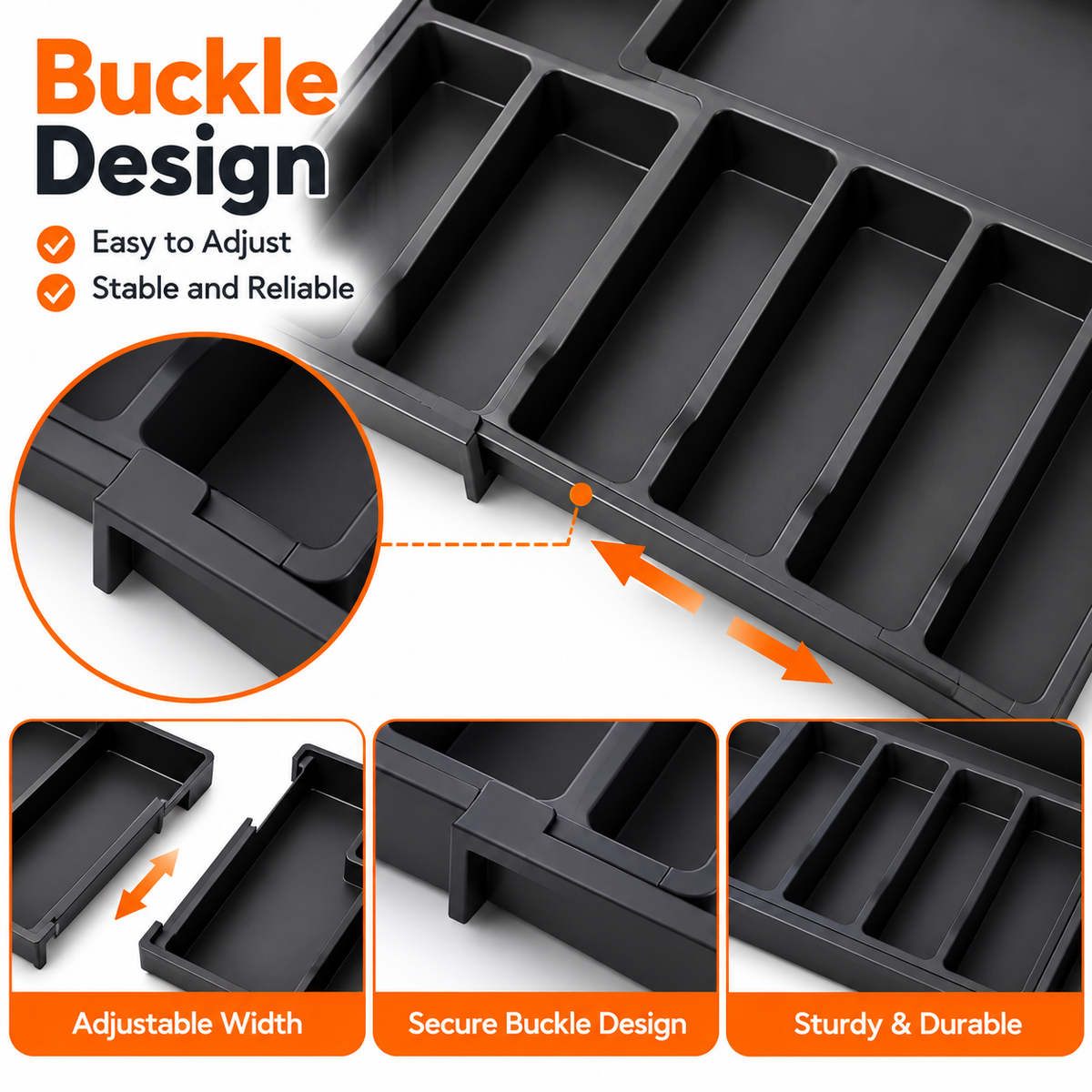 Expandable Kitchen Drawer Organizer – Adjustable Cutlery Tray