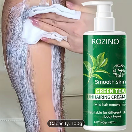 Green Tea Hair Removal Cream 100g – Painless & Gentle Hair Removal in 5 Minutes for Face, Body & Sensitive Areas