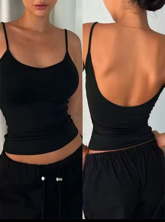 Strévra Women’s Backless Slim Fit Camisole Y2K Tank Top – Stylish Summer Essential for Comfort & Fashion