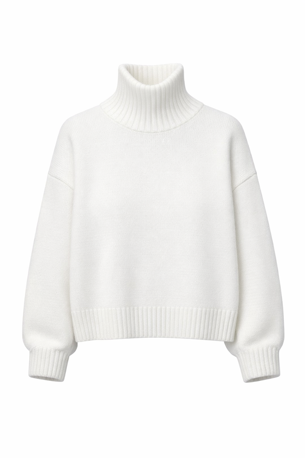 Women’s High Neck Ribbed Knit Sweater – Slim Fit White Commuter Pullover for Autumn & Winter - UltraChic