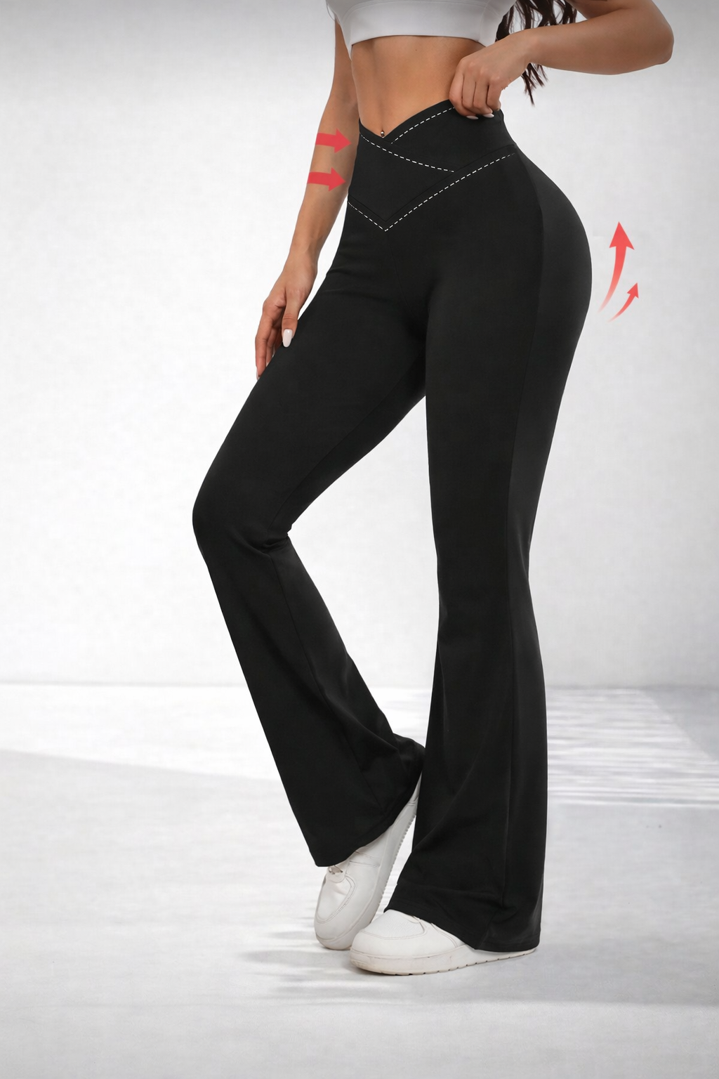 Women’s Criss-Cross Waist Flare Pants – Sculpting All-Season Activewear - UltraChic