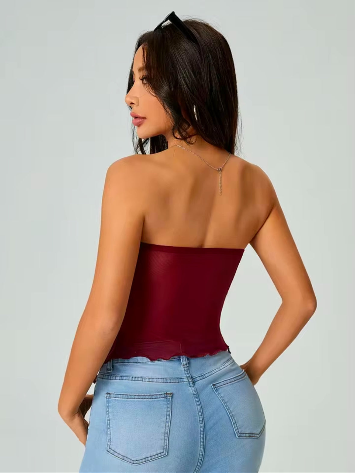 SHEIN ICON Women’s Strapless Top – Asymmetrical Hem for a Bold & Trendy Look