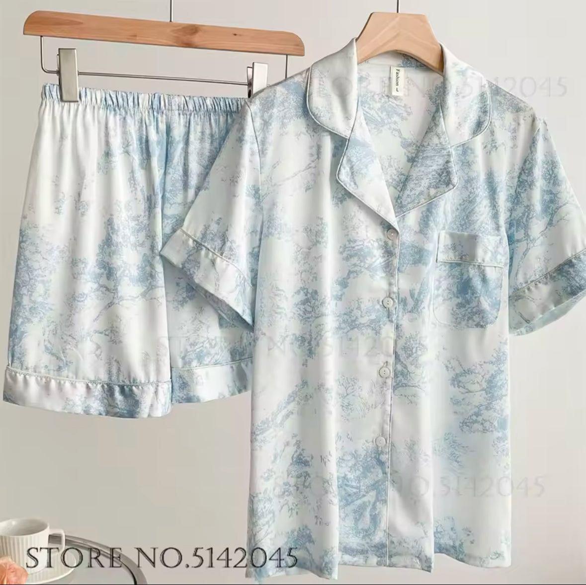 Fashionable Floral Print 2PCS Pajama Set for Women – Comfortable Satin Sleepwear, Spring & Summer Lounge Wear, Loose Fit Trouser Suit for Relaxing at Home