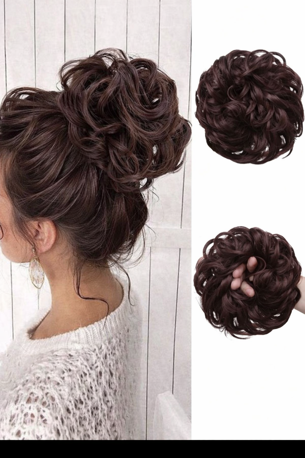Messy Bun Hair Piece Scrunchie – Wavy Curly Synthetic Chignon Ponytail Thick Updo Hair Extension for Women - UltraChic