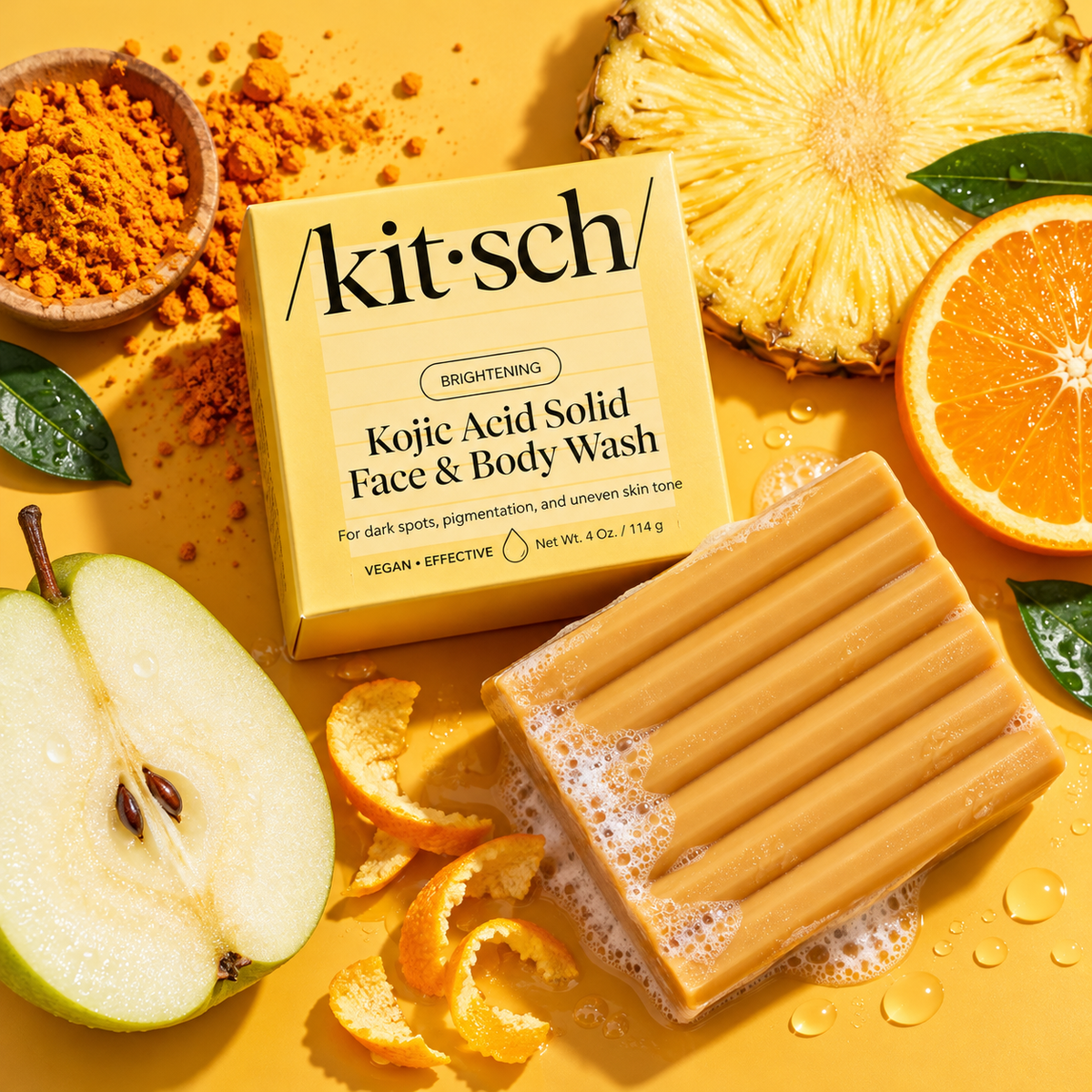 Kitsch Kojic Acid Face & Body Cleansing Bar – Brightening Soap for Dark Spots & Uneven Skin Tone