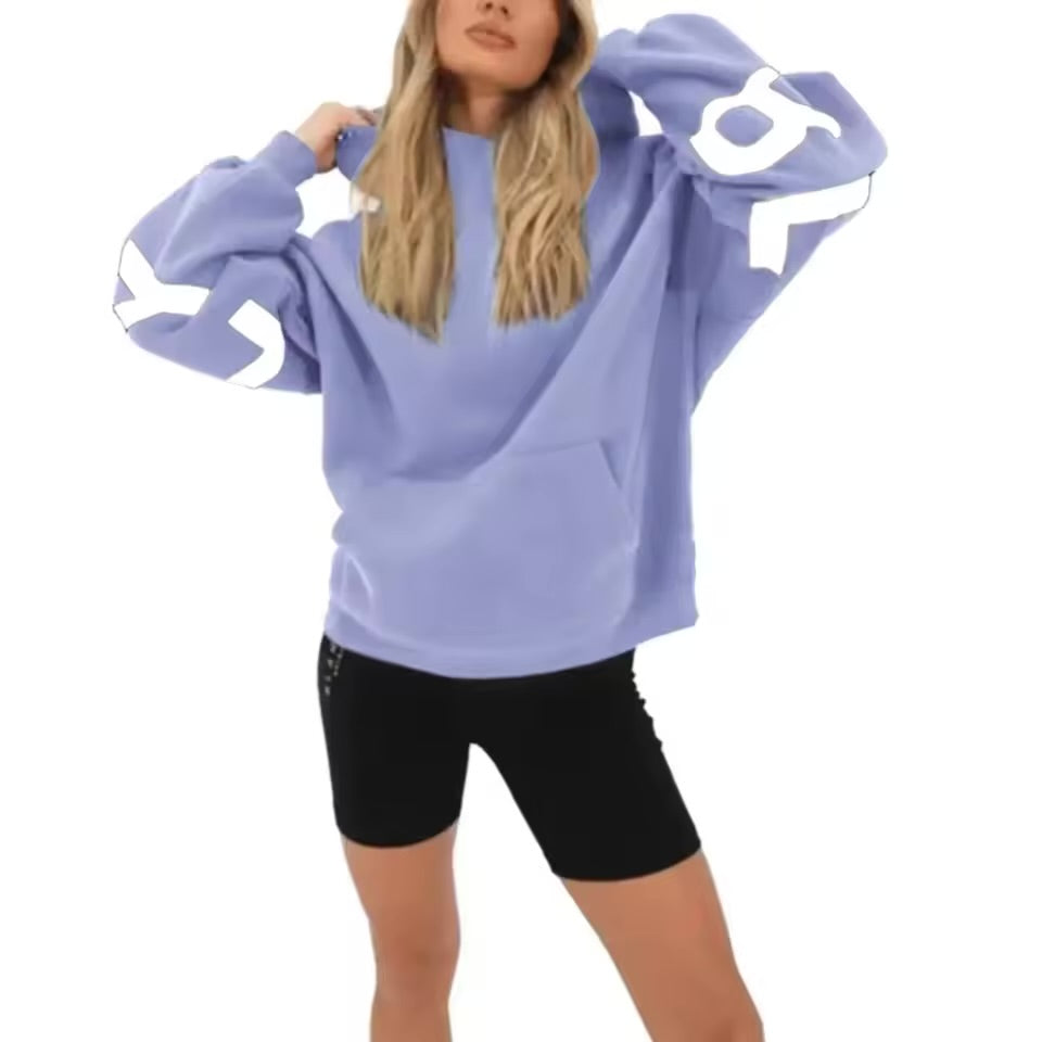 INAWLY Women’s Hooded Thermal Sweatshirt – Lined Oversized Zip-Up Hoodie with Pockets, 3/4 Sleeves, Drop Shoulder Casual Fall/Winter Jacket