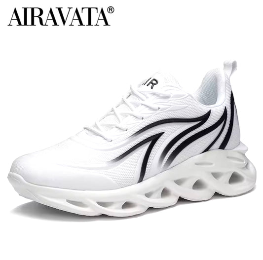 Boost Your Performance with Men’s Flame Printed Sneakers – Comfortable Flying Weave Sports Shoes for Running & Outdoor Activities