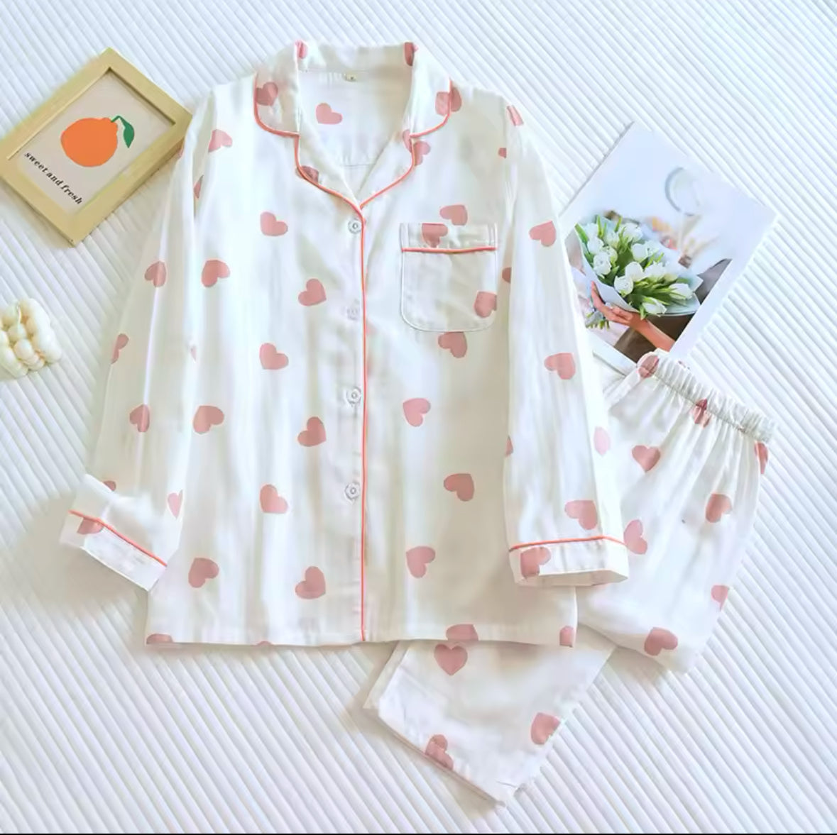 New Spring & Autumn 100% Cotton Pajama Set for Women – Long Sleeve & Pants, Cozy & Stylish Homewear