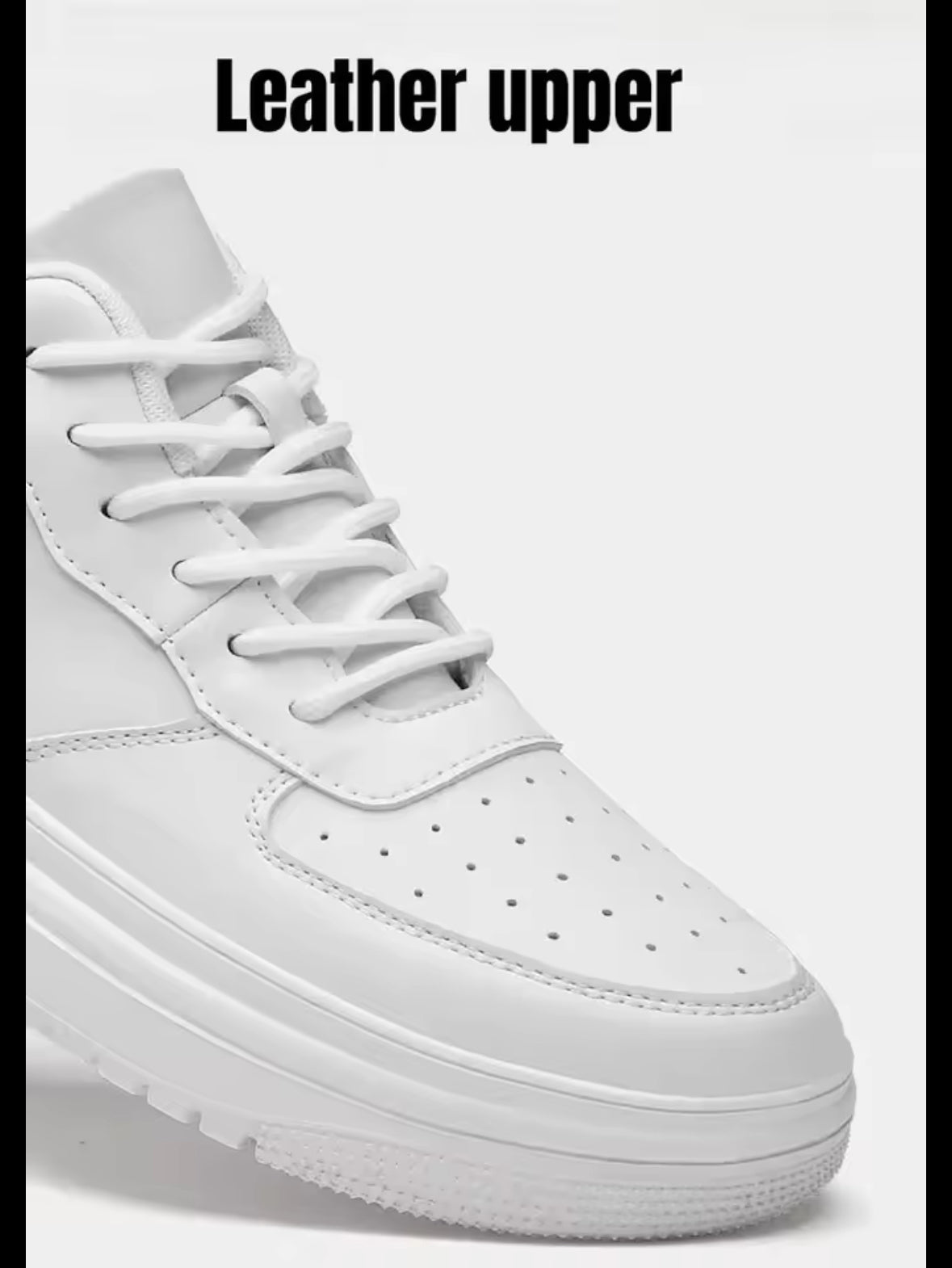 Boost Your Confidence with PDEP Height Increasing Shoes for Men – 10cm Invisible Elevator Sneakers, Stylish White Leather Sport Shoes in Big Size 46