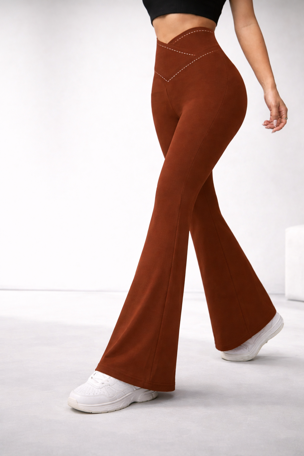 Women’s Criss-Cross Waist Flare Pants – Sculpting All-Season Activewear - UltraChic