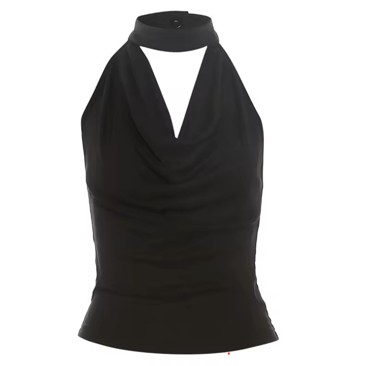 SHEIN MOD Green Draped Halter Top – 90s-Inspired Fall Outfit with Metal Buckle for Parties & Holidays