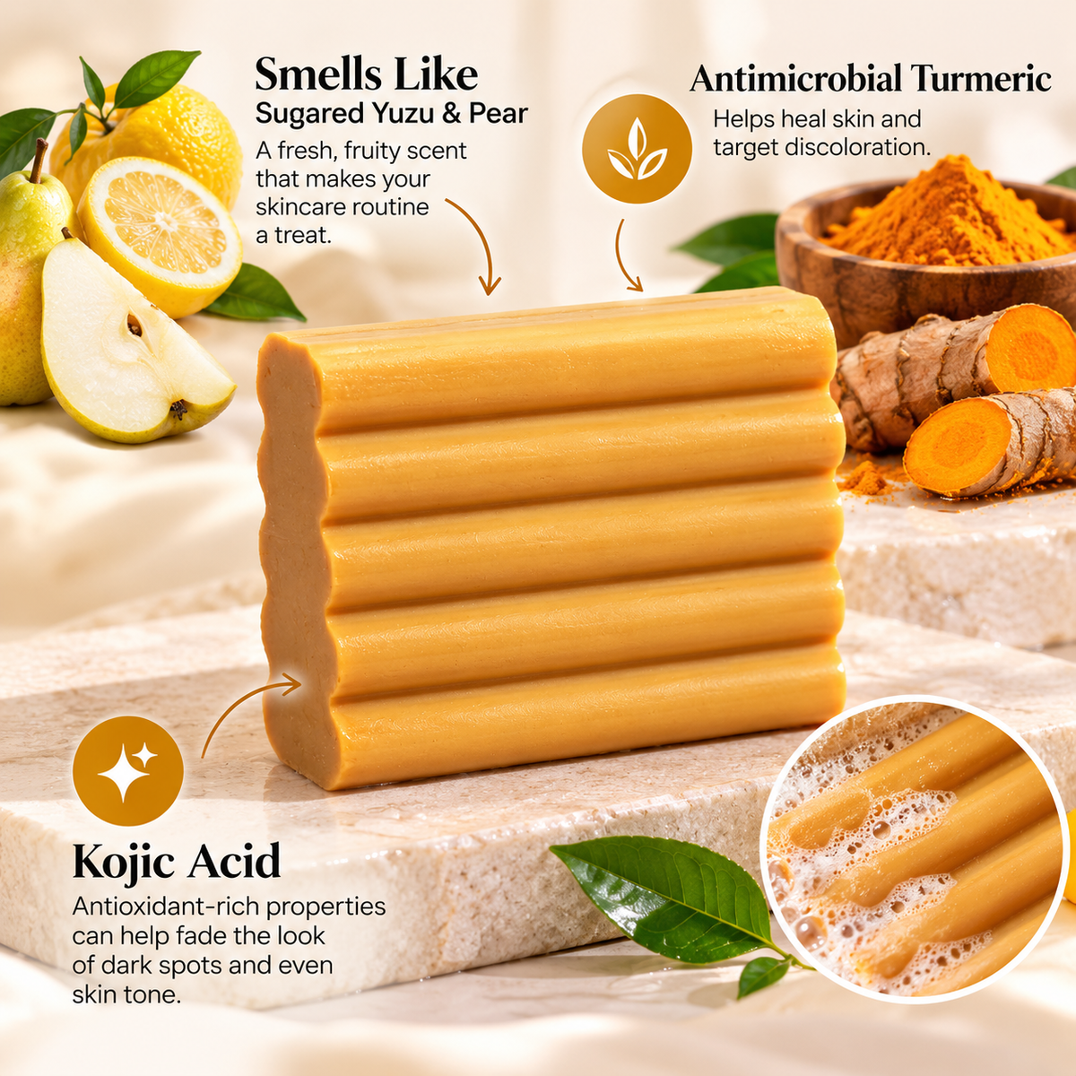 Kitsch Kojic Acid Face & Body Cleansing Bar – Brightening Soap for Dark Spots & Uneven Skin Tone
