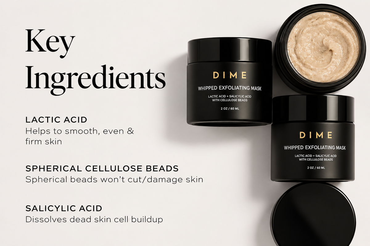 DIME Beauty Whipped Exfoliating Mask – Lactic Acid & Salicylic Acid Face Scrub, 60 ml